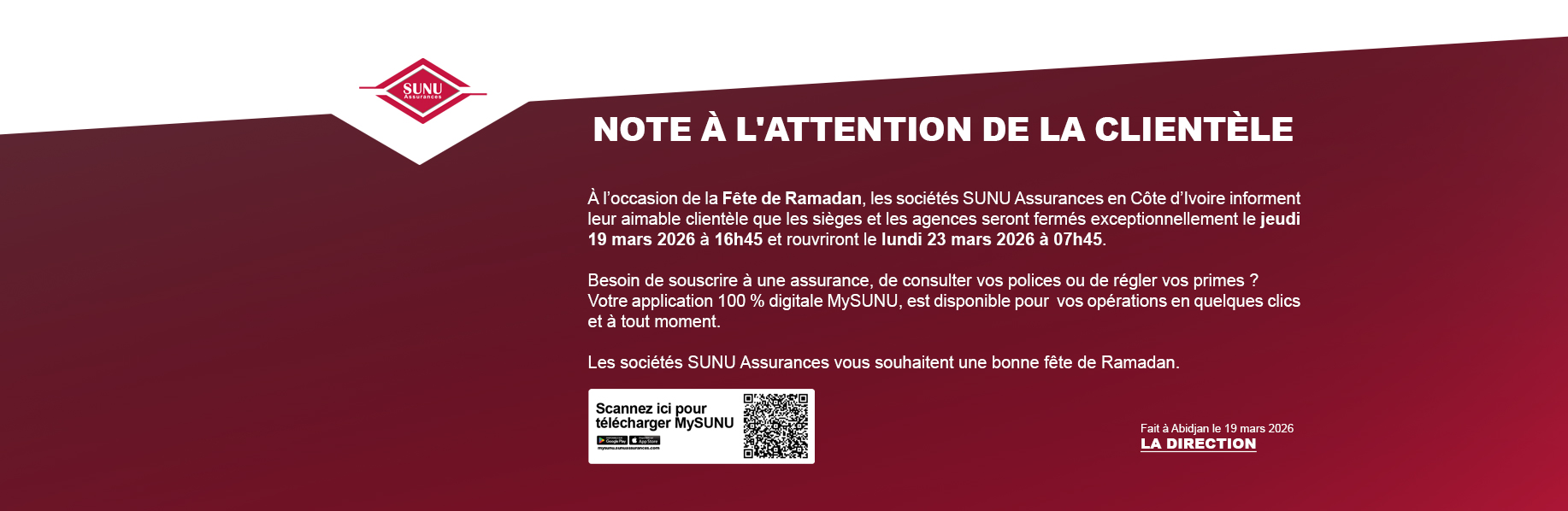 Note clientèle Ramadan 2026